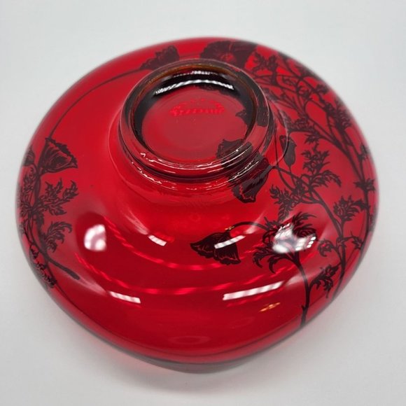 Vintage 6" Ruby Red Candy Dish Silver City Flanders MCM Elegant Glass - Picture 5 of 9